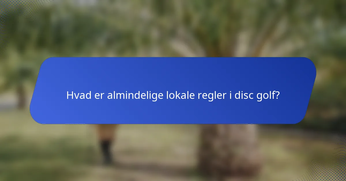 Hvad er almindelige lokale regler i disc golf?