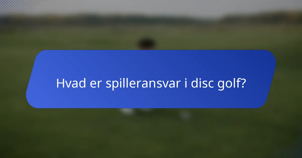 Hvad er spilleransvar i disc golf?