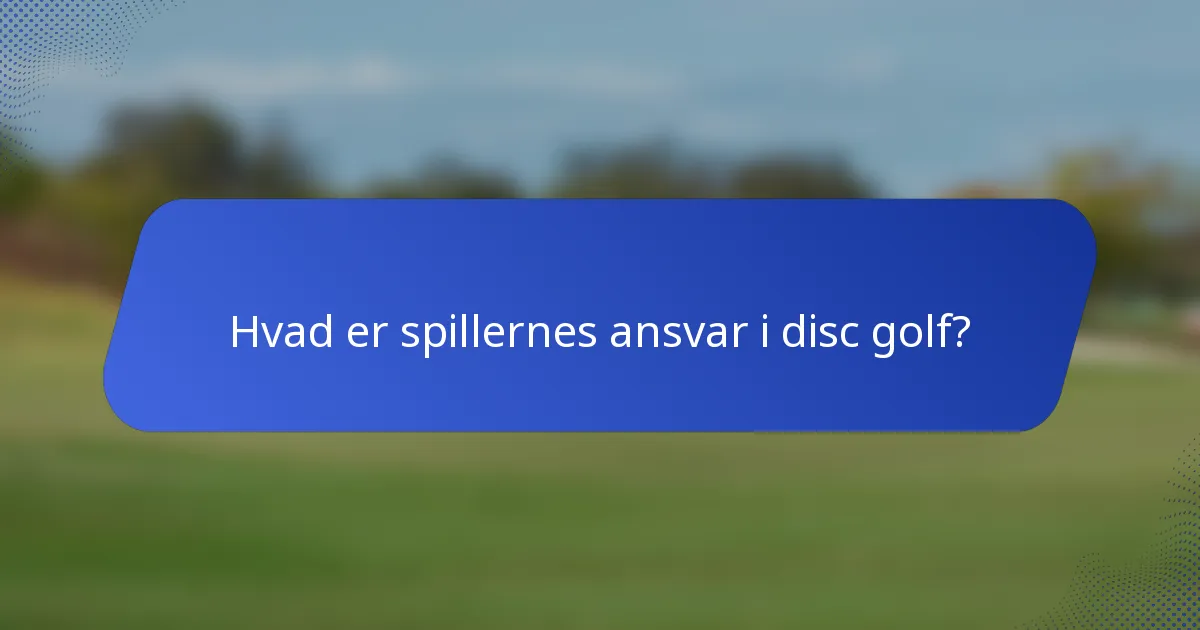 Hvad er spillernes ansvar i disc golf?