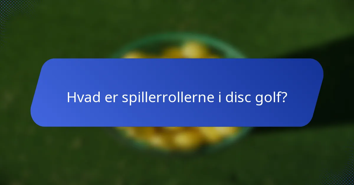 Hvad er spillerrollerne i disc golf?