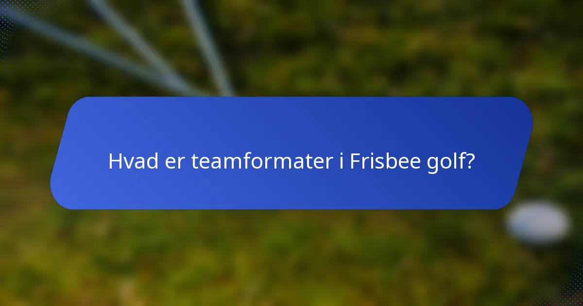 Hvad er teamformater i Frisbee golf?